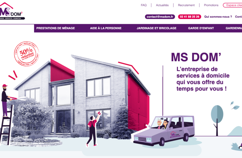 Nouveau site Internet de prestations de ménage à domicile à Angers : MS DOM'